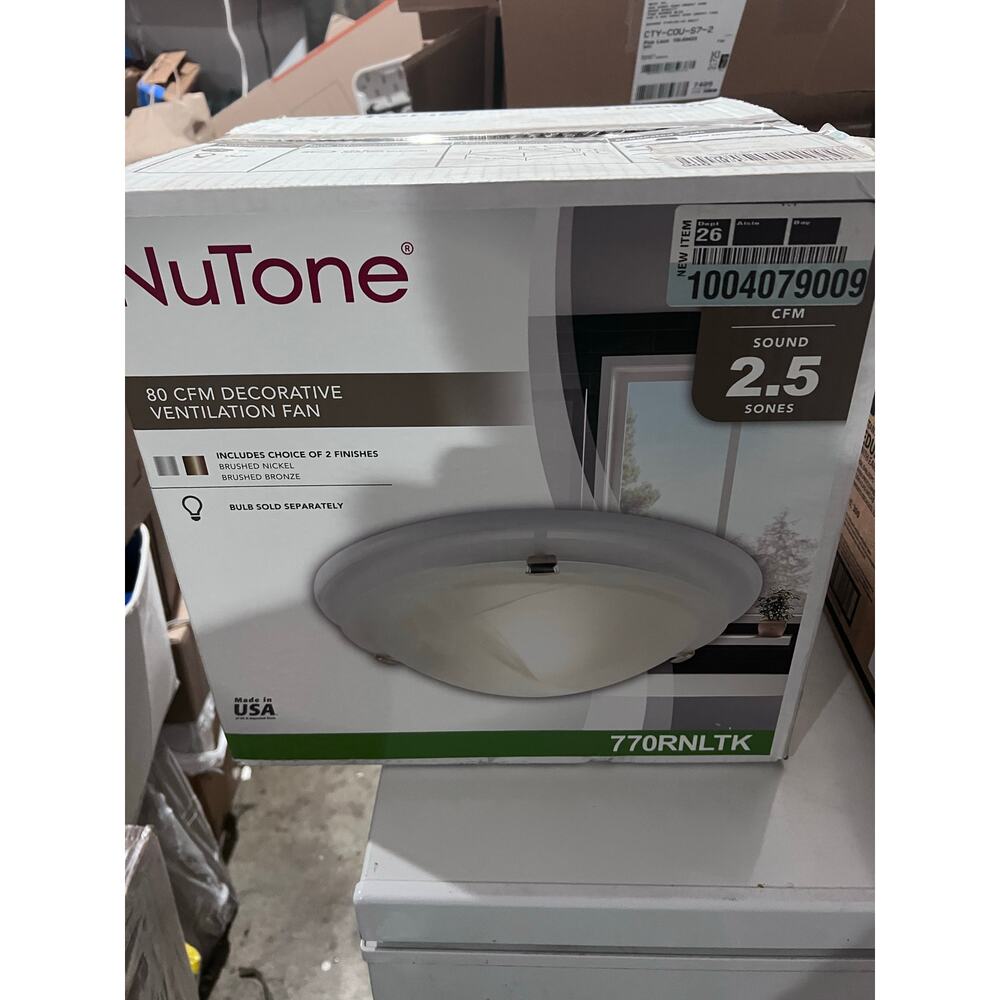 NuTone 770RNLTK 80 CFM Bathroom Exhaust Fan Light 2.5 Sones Decorative Vent